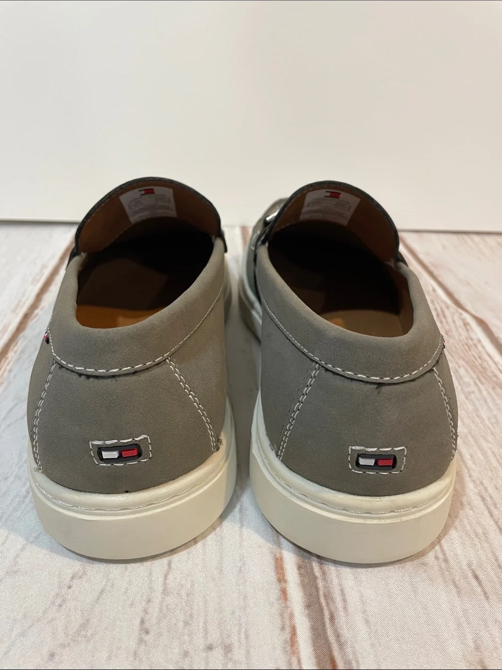 Tommy Hilfiger Men's Gray Slip-On Loafers with White Sole